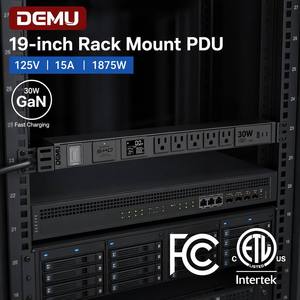 19 Inch 1U Rack Mount Aluminium Industrial Use PDU 5 Way US Socket Metered Digital Display