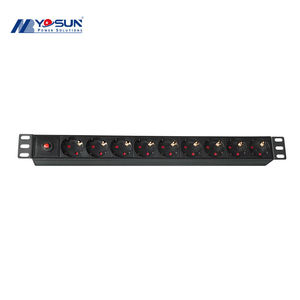 19 Inch Rack Mount PDU 9 Way Schuko Power Distribution Unit with Switch 1U Rack Power Strip